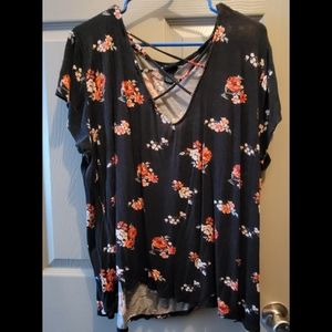 Rue21+ black floral blouse